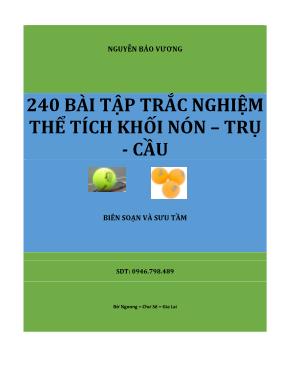 240 bài tập trắc nghiệm Khối trụ - Nón  cầu